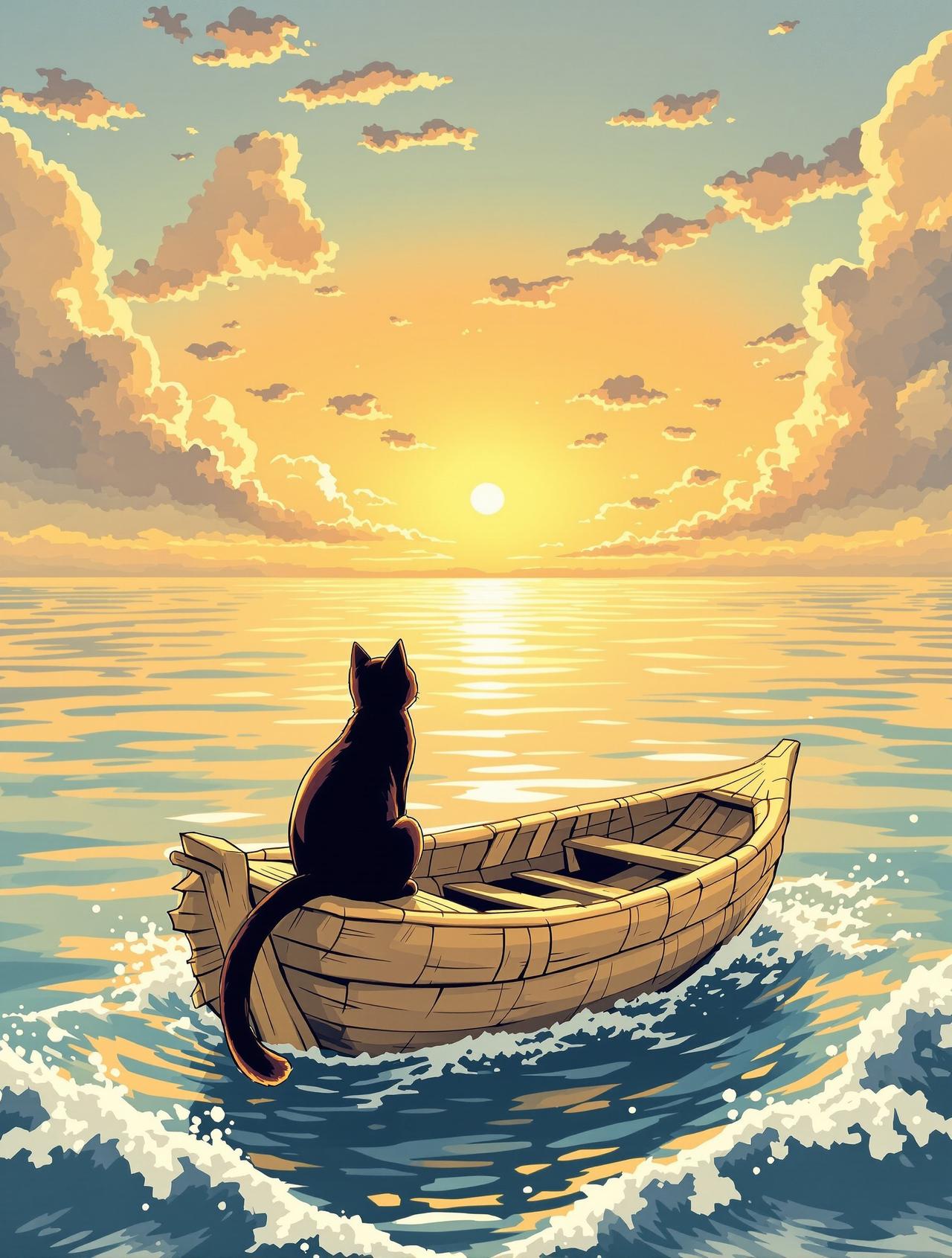 猫与蕉叶船